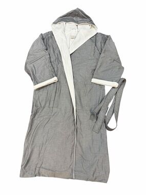 Frette 1860 Luxury Hooded Robe Gray White Turkish Terry Hotel | Unisex Lg NWOT